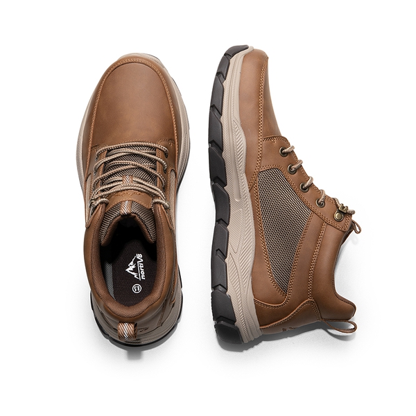 Men's Lightweight Vegan Leather Hiking Boots - LIGHT BROWN - 4